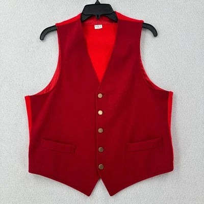 Vintage Mens Wool Waistcoat Red Vest Mens LARGE - Image 1 of 4