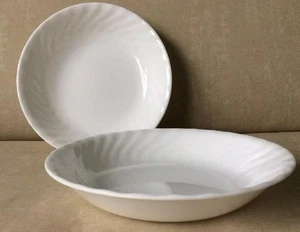 ❤️ 2 MEJORAS Corelle Corning 20-oz TAZONES DE PASTA Sopa 8.5" Bordes Remolinados Blancos - Imagen 1 de 3