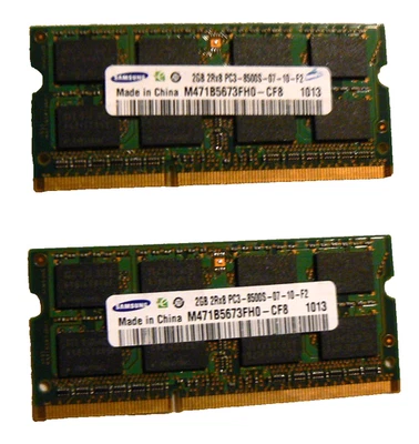 Samsung 4GB (2x2GB) DDR3-1066 PC3-8500S Laptop RAM – M471B5673FH0-CF8 – 2Rx8 - Image 1 of 2