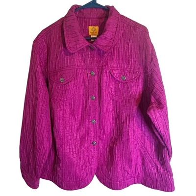 Blazer Ruby Rd 24W Tela Texturizada Magenta Manga Larga Mujer’s Chaqueta Carrera Foto 1 de 3