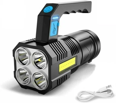 Rechargeable LED Flashlight Torch COB Spotlight Lantern 4 Modes Waterproof 500M - Image 1 of 4