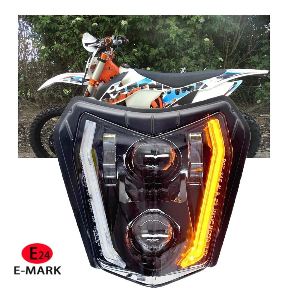 For KTM EXC / EXC-F EXCF 125 200 250 450 500 300 350 LED Headlight w/turn signal - Image 1 of 4