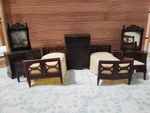 Vintage Renwal Dollhouse Bedroom Furniture Lot Beds Dressers Mirror 2 Chairs Etc - Picture 1 of 17