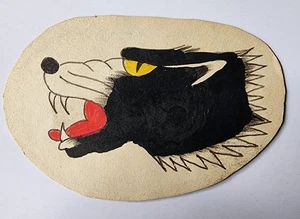 Original Antiguo Colorado Spring Motociclista Bad Black Wolf Tatuaje Flash Boceto 2.5x4 - Imagen 1 de 3