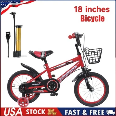 18 inches Kid's Bike Child Bicycle Boys and Girls with auxiliary wheels - Image 1 of 4