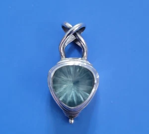 Sarda Sterling Silver .925 Aquamarine Topaz Starburst Vintage Pendant - Picture 1 of 3