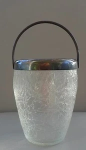 ART DECO EISBEHÄLTER EISWÜRFEL CRAQUELÉ GLAS VERSILBERT GEPUNZT M&TB FDG - Picture 1 of 1