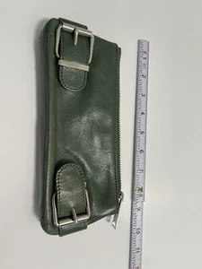 Banana Republic Womens Clutch Handbag Green Leather Flap Zip - Picture 1 of 5