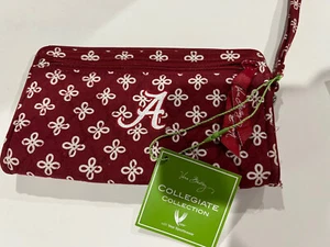 Vera Bradley Wallet Wristlet Burgundy 7 1/2 x4 1/2 Collegiate Pattern “A” Bama - Picture 1 of 8