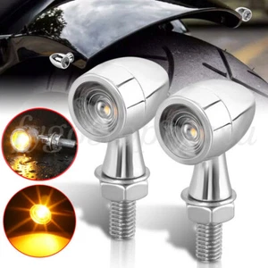 Mini señal de giro ámbar LED cromo motocicleta para Bobber Cafe Racer - Imagen 1 de 12