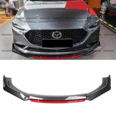 For Mazda 2 3 6 UNIVERSAL Front Bumper Lip Spoiler Splitter Carbon Fiber Red Foto 1 de 4