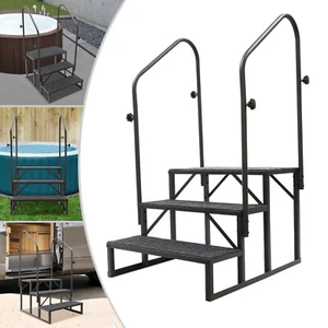 Escalera de porche peldaños con pasamanos taburete portátil para remolque de viaje - Imagen 1 de 16