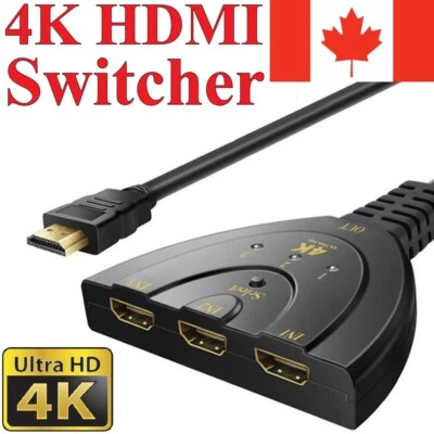 4K HDMI Switcher 3 Port Adapter Hub Switch Splitter Converter for TV PC 1080p - Image 1 of 3