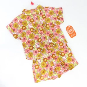 Wonder Nation Toddler Girls Elevated Short Set 2 Piece Outfit Floral Pink Green - Picture 1 of 6