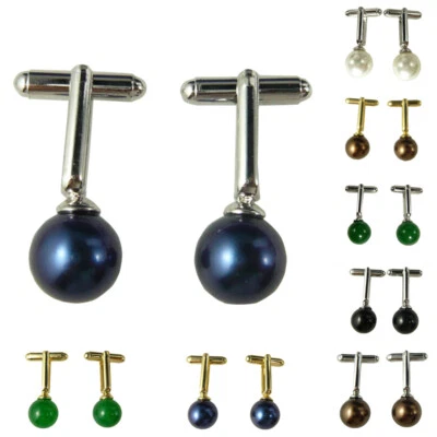 Fashion Men Jade Shell Tigereye Cufflinks Shirt Clip Cuff Links Wedding Party - Image 1 of 4