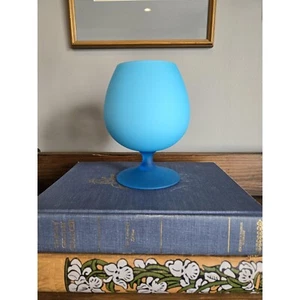 Carlo Moretti Murano Oversize Brandy Snifter/Goblet Satinato Aqua Blue Opaline - Picture 1 of 10