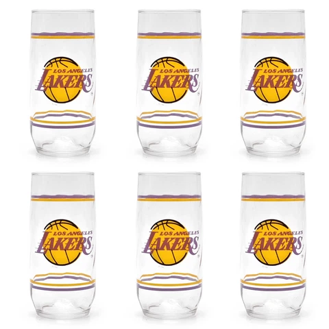6 Pack Los Angeles Lakers Vintage NBA 14oz Drinking Glass Tumbler Cup Rare 80's Cover