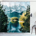 Bergsee in Norddeutschland Wintersaison Dekor Kunst Duschvorhang Set
