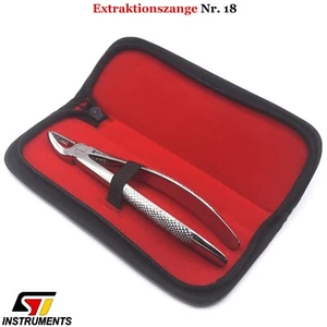Extraktionszange Nr. 18 Zahnzange Oberkiefer Unterkiefer Molaren Dental mit Etui - Bild 1 von 5