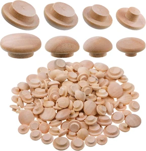 120 Pieces 4 Sizes Wood Plugs Wooden Hole Plugs Button Stoppers Hardwood Hole St - Picture 1 of 12