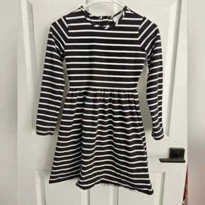 Hanna Andersson Girl's Elisabet Dress Black White Stripe Dress Size 10 US 140cm - Picture 1 of 4