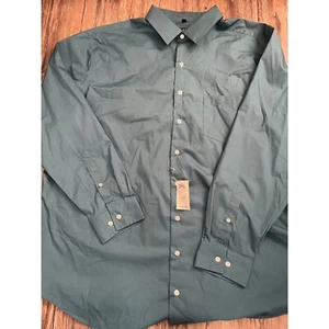 DXL Big & Tall NWT 19 37/38 Long Sleeve Synrgy Performance Dress Shirt Blue - Picture 1 of 3