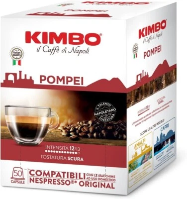400 Capsule Caffe Kimbo Miscela POMPEI Compatibili Nespresso Tostatura Scura.