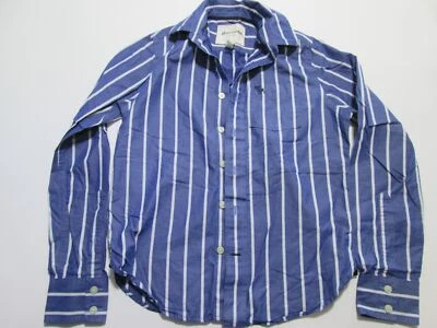 Abercrombie Youth Boy Size M Casual Shirt Blue Long Sleeve Pocket Striped Cotton - Image 1 of 4