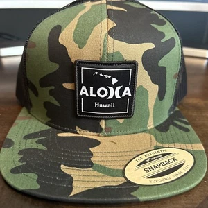 Hurley Green Snapback Aloha Patch Trucker Camo Hat MSRP $30 Hawaii - Picture 1 of 5