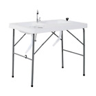 Outdoor Sink Folding Table 40 inch with Faucet Portable Folding Camping 2-Basin