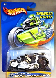 2003 Hot Wheels Thunder Cycles HOODLUM Law Enforcers White w/Black Spoke Wheels - Picture 1 of 7