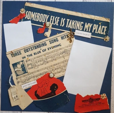 Álbum de recortes hecho a mano prefabricado página 12 x 12 diseño música retro vintage álbum de recortes Foto 1 de 4