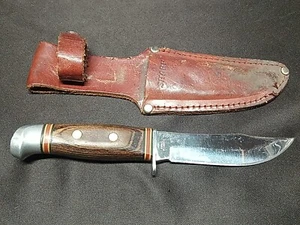 Vintage Sharp TM Hunting Knife w/ Sheath 4 1/2” Blade Stainless Taiwan - Picture 1 of 5