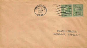 669 1c Nebraska pair tied by Beatrice, NE machine cancel May 1, 1929 [421251] - Picture 1 of 1