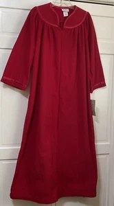 NWT NOS Vintage Appel Ruby Red Zip Front Brushed Fleece Robe Small - Picture 1 of 12