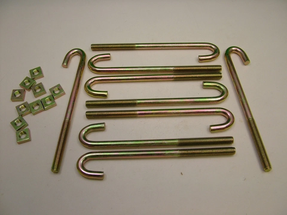 DIAMONDJACK Roofing J hook bolts with square nuts, pack of 10, size M8 x 180mm