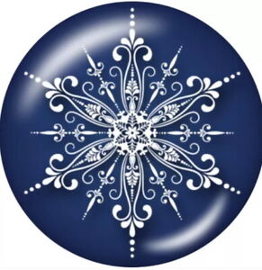 Merry Christmas Winter Snowflake Blue Glass 20mm Snap Charm for Ginger Snaps 