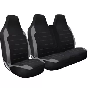 Racing Grey Van Seat Covers Protectors Set 2+1 Luxury Padded Rectangle Quilted - Picture 1 of 1