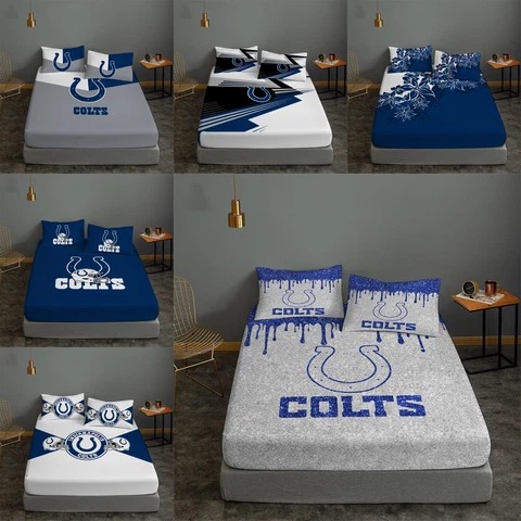 Indianapolis Colts Fitted Sheet Bed Sheet Pillowcase Deep Pocket Mattress Cover Cover