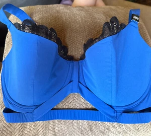 UnVeiled by Feline Venetian Blue W Black lace 38DD Bra - Picture 1 of 5