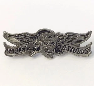 Vtg Harley Davidson Skull and Wings Vest Hat Pin - Pulse Products - Picture 1 of 5