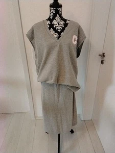Cooler Sweat Zweiteiler Pulli und Rock * Grau Weiß * Rock M * Pullunder L * - Bild 1 von 5