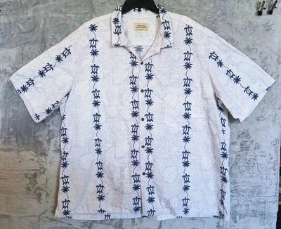 Camisa masculina Royal Hawaiian Creations Aloha tartarugas azuis brancas palmeira tamanho 4XL - Imagem 1 de 4