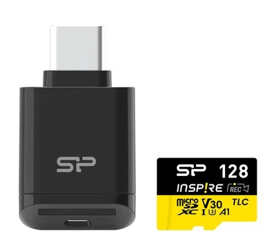 128GB Silicon Power Inspire microSDXC UHS-I V30 A1 4K Memory Card USB Reader - Image 1 of 3