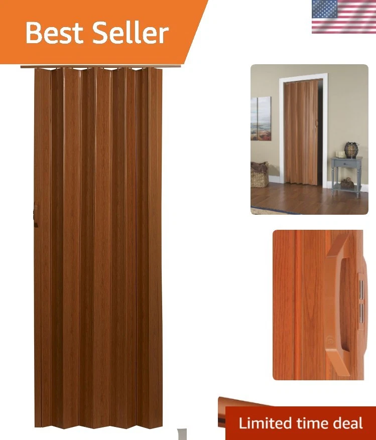 Easy-Install Via Accordion Door, Fruitwood, 24-36"x80" - Image 1 of 4