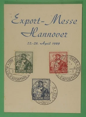 DR WHO 1949 GERMANY HANNOVER EXPORT FAIR SLOGAN CANCEL MAXIMUM CARD COMB R12022 - Image 1 of 2