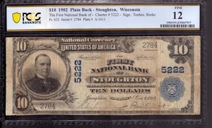 1902 $10 FIRST NATIONAL BANK NOTE CURRENCY SOUGHTON WISCONSIN PCGS B FINE 12 - Picture 1 of 4