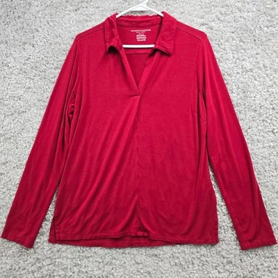 Majestic Filatures Womens 4 US Large Red Deluxe Long Sleeve Stretch Soft Basic Foto 1 de 4