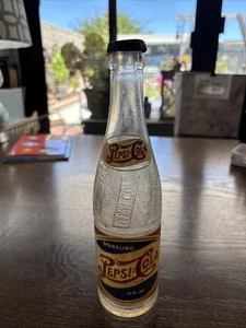 Vintage Duraglas 12 oz Pepsi Cola vetro frizzante 951 W tappo bottiglia - Foto 1 di 7