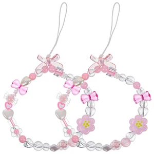 2 Pcs Handyriemen Handyperlenband Perlenbesetztes Telefonarmband - Zdjęcie 1 z 12